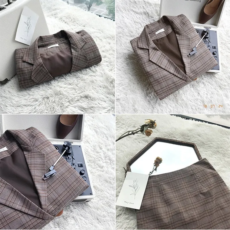 Retro plaid blazer set