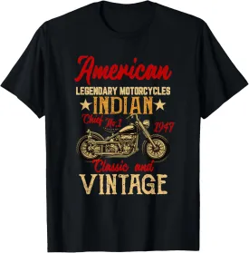 Retro Vintage American Motorcycle Indian for Old Biker Men T-Shirt