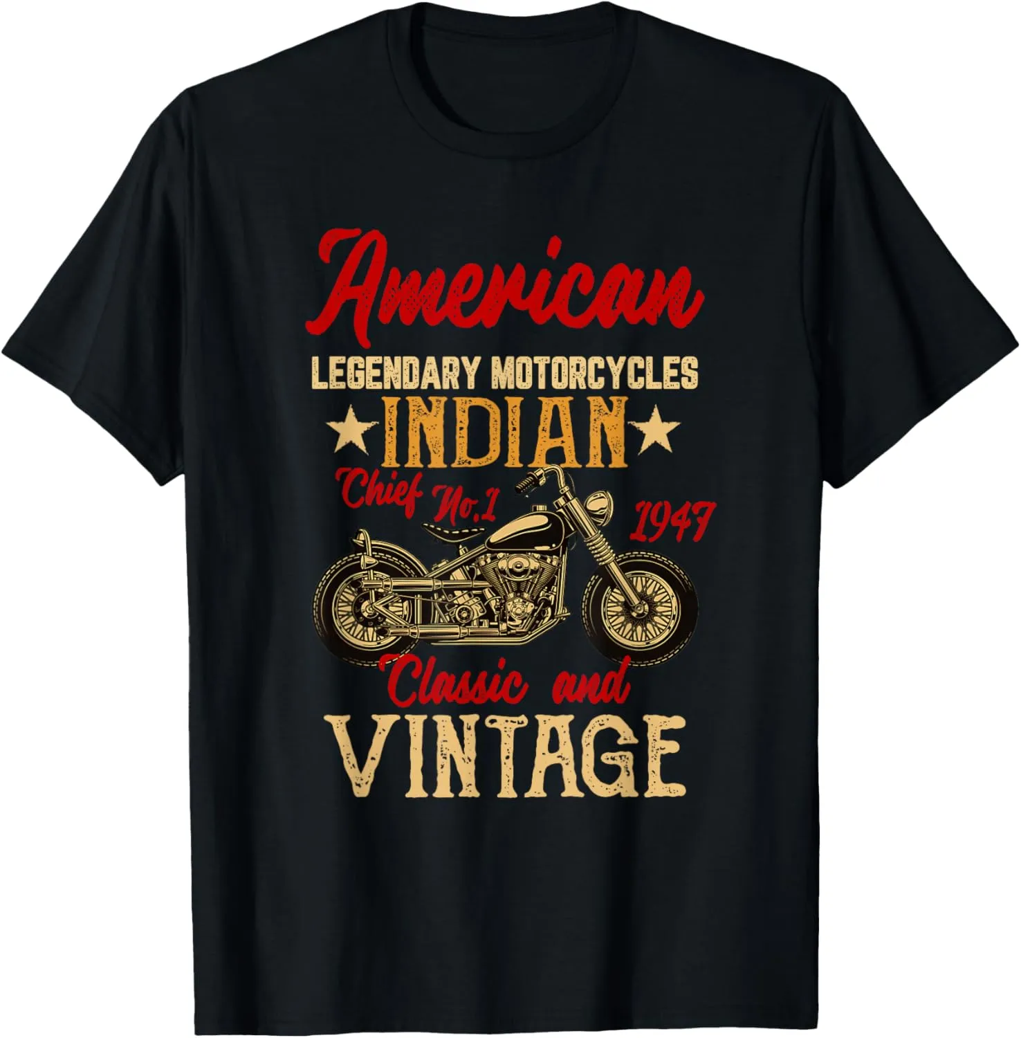 Retro Vintage American Motorcycle Indian for Old Biker Men T-Shirt