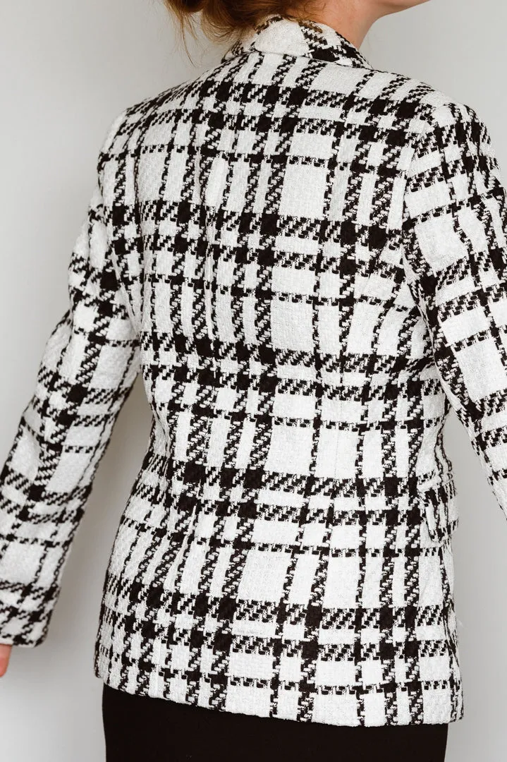 Roxanne Black and White Plaid Tweed Blazer