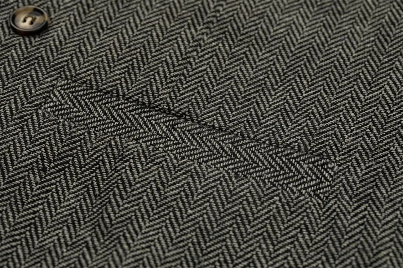 SevenBoy Men's Casual Suit Vest Regular Fit Wool Herringbone Waistcoat For Wedding and Party