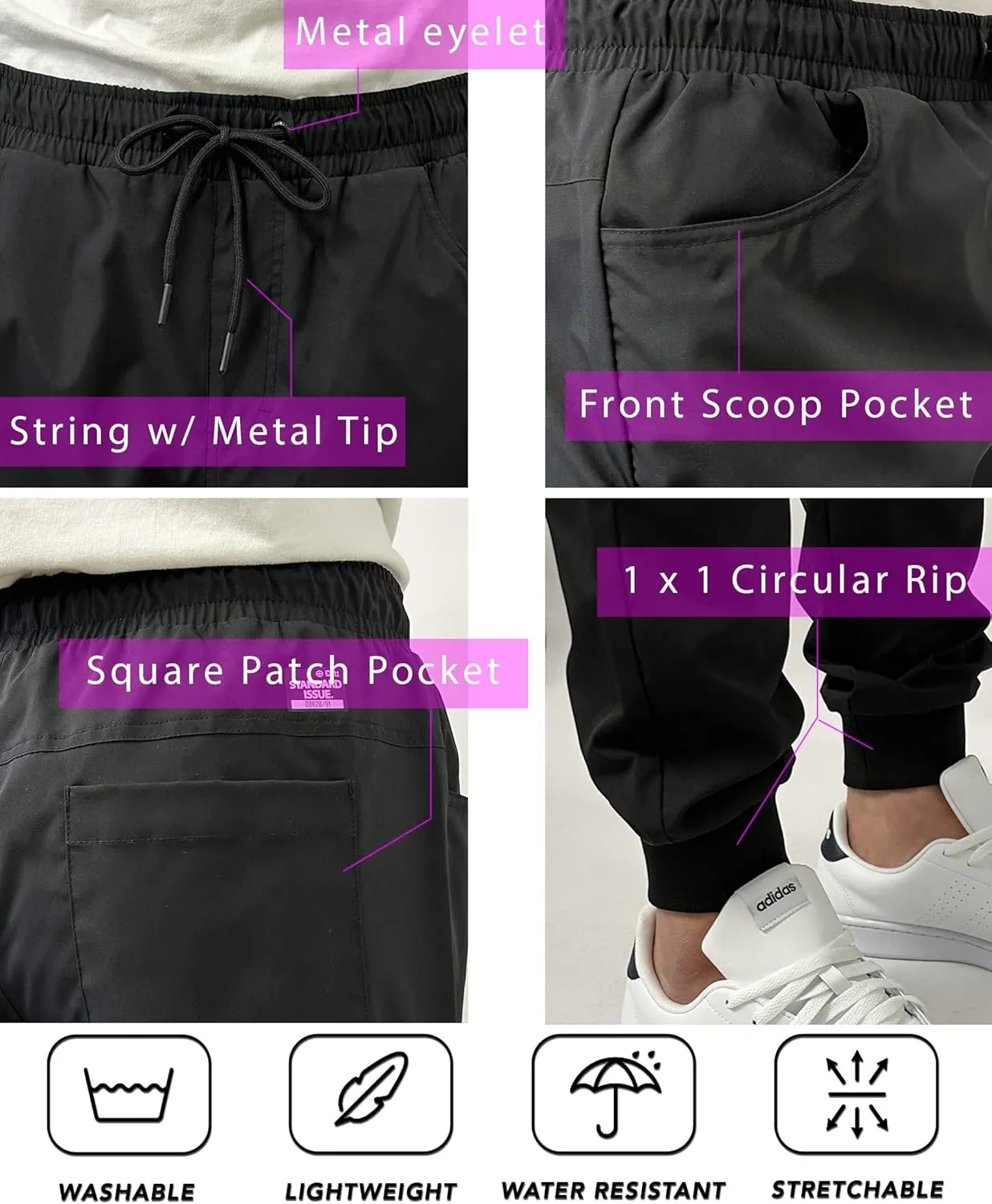 Southpole Men's Basic Tech Woven Track Jogger Pants, Quick Dry, Lightweight, Stretchable