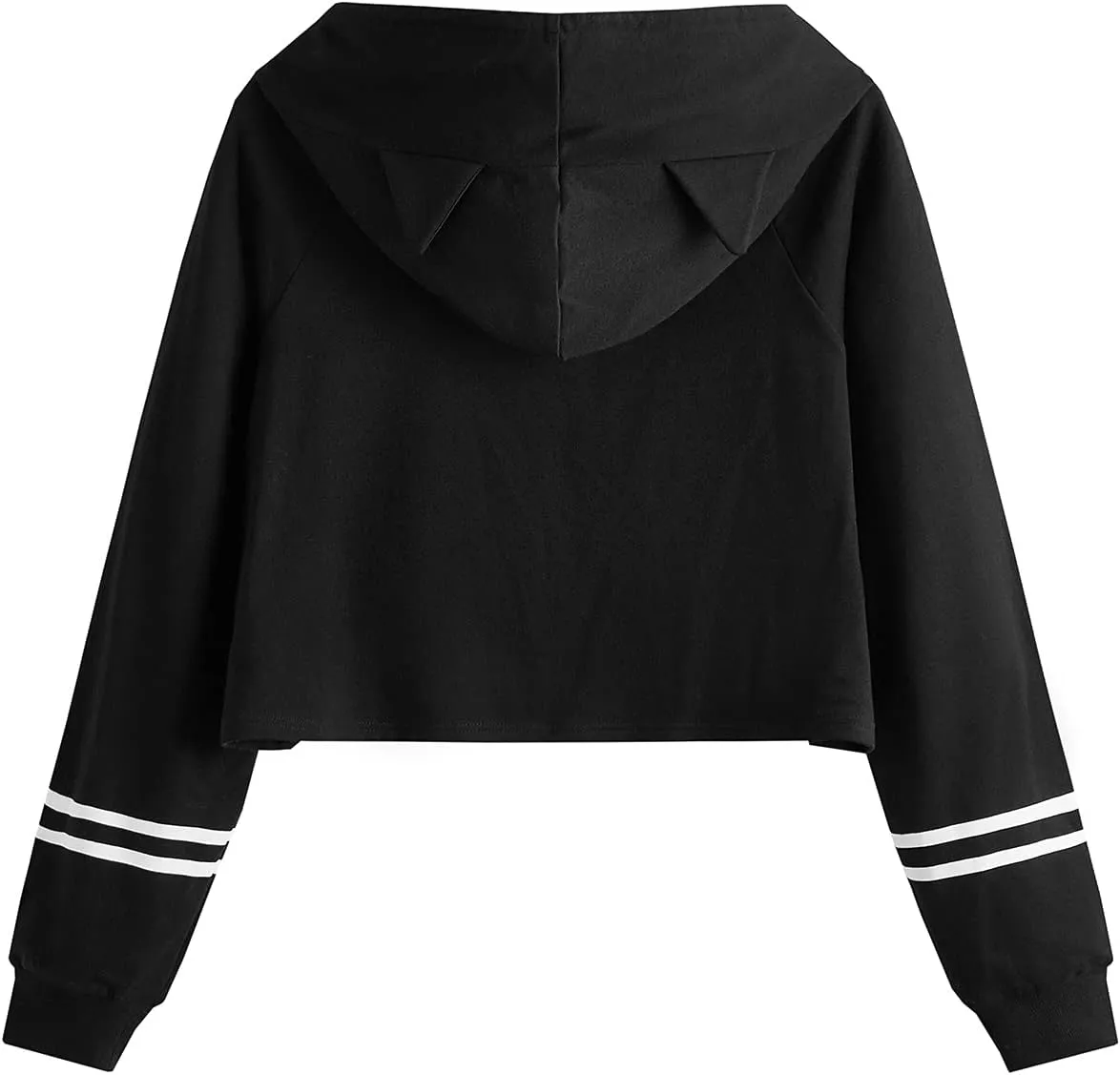SweatyRocks Women's Long Sleeve Hoodie Crop Top Cat Print Sweatshirt