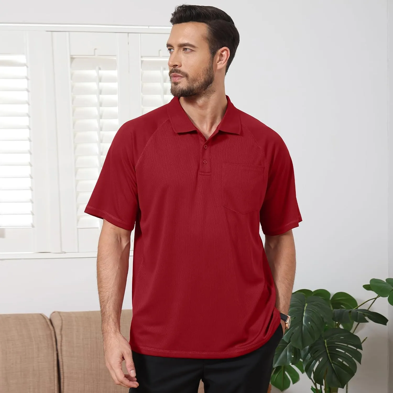 TIHEEN Golf Shirts for Men,Short Sleeve Moisture Wicking Proformance Big & Tall Polo Shirts