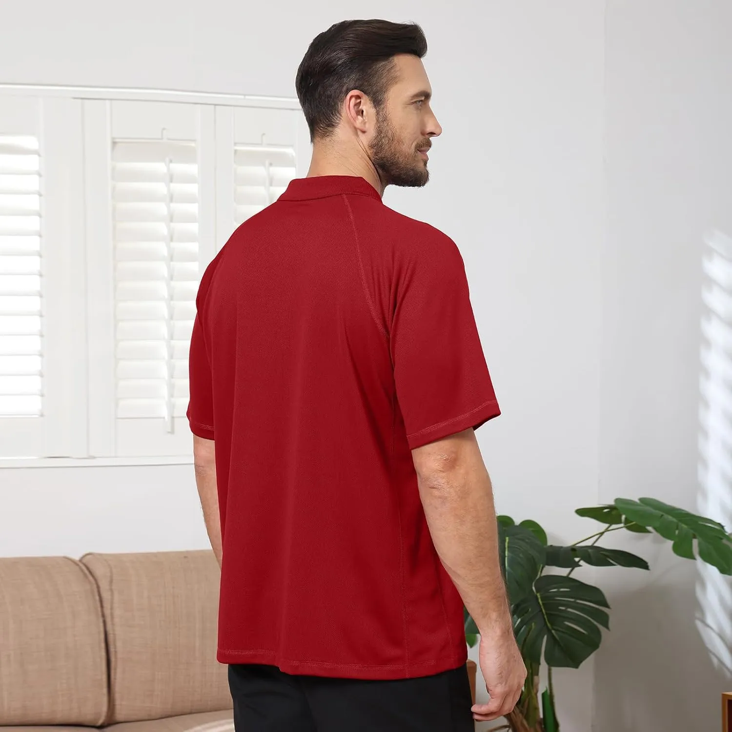 TIHEEN Golf Shirts for Men,Short Sleeve Moisture Wicking Proformance Big & Tall Polo Shirts