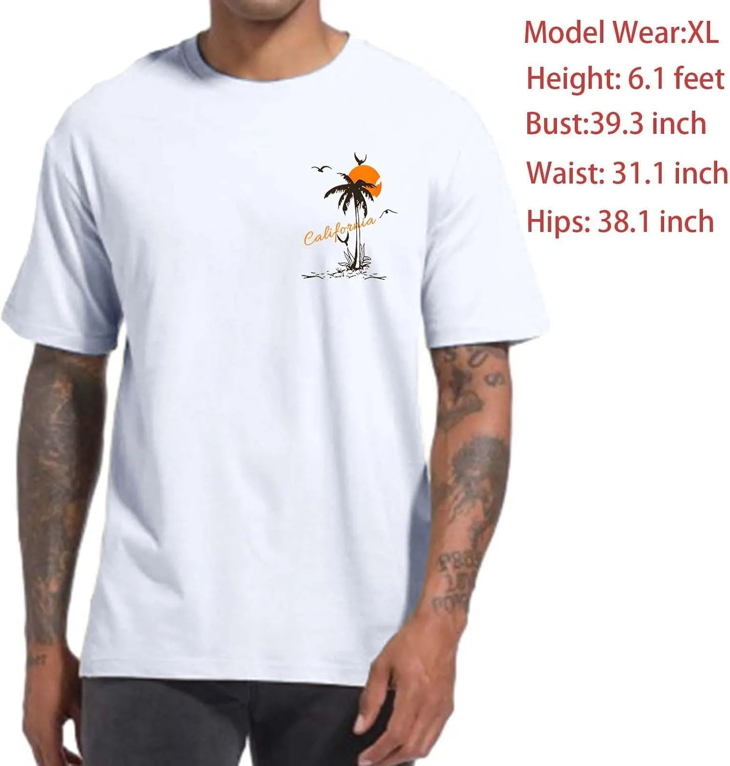 Tuislay Mens Graphic t-Shirts Casual Oversized Letter Print Beach Shirts Baggy Cotton Short Sleeve Tshirt Summer tee Top