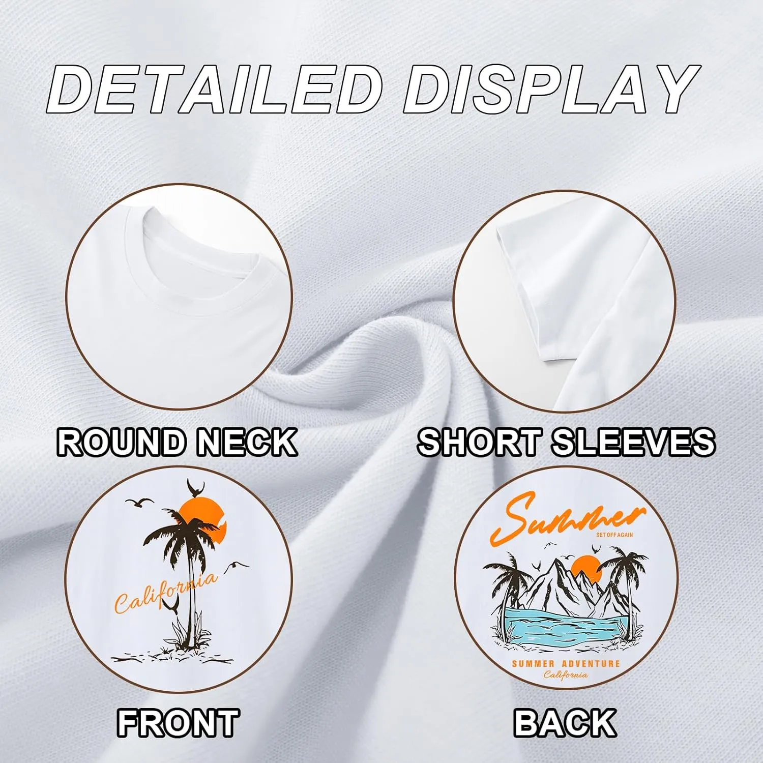 Tuislay Mens Graphic t-Shirts Casual Oversized Letter Print Beach Shirts Baggy Cotton Short Sleeve Tshirt Summer tee Top