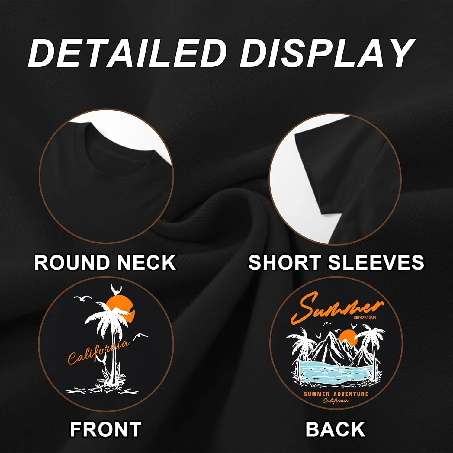 Tuislay Mens Graphic t-Shirts Casual Oversized Letter Print Beach Shirts Baggy Cotton Short Sleeve Tshirt Summer tee Top