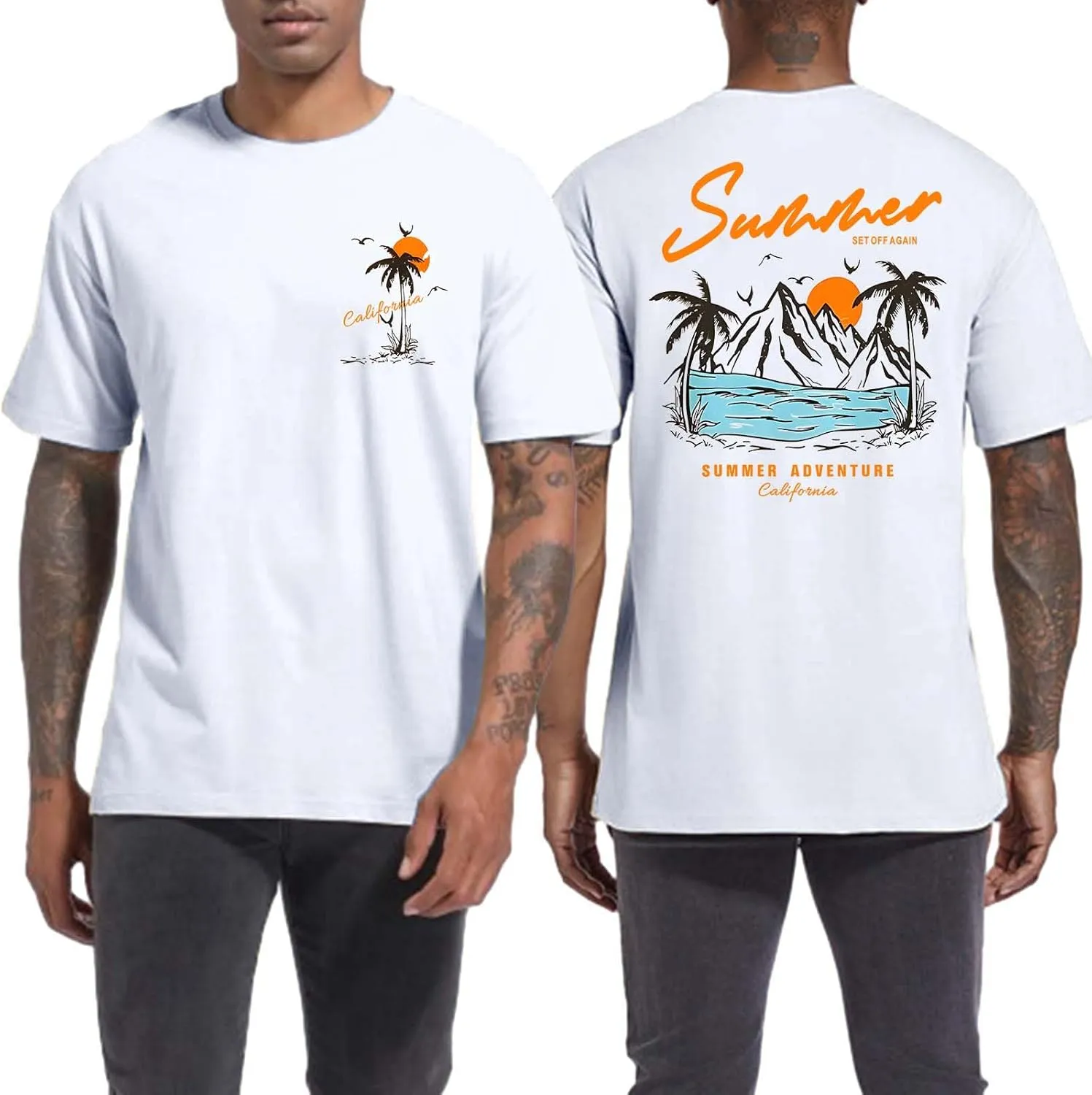 Tuislay Mens Graphic t-Shirts Casual Oversized Letter Print Beach Shirts Baggy Cotton Short Sleeve Tshirt Summer tee Top