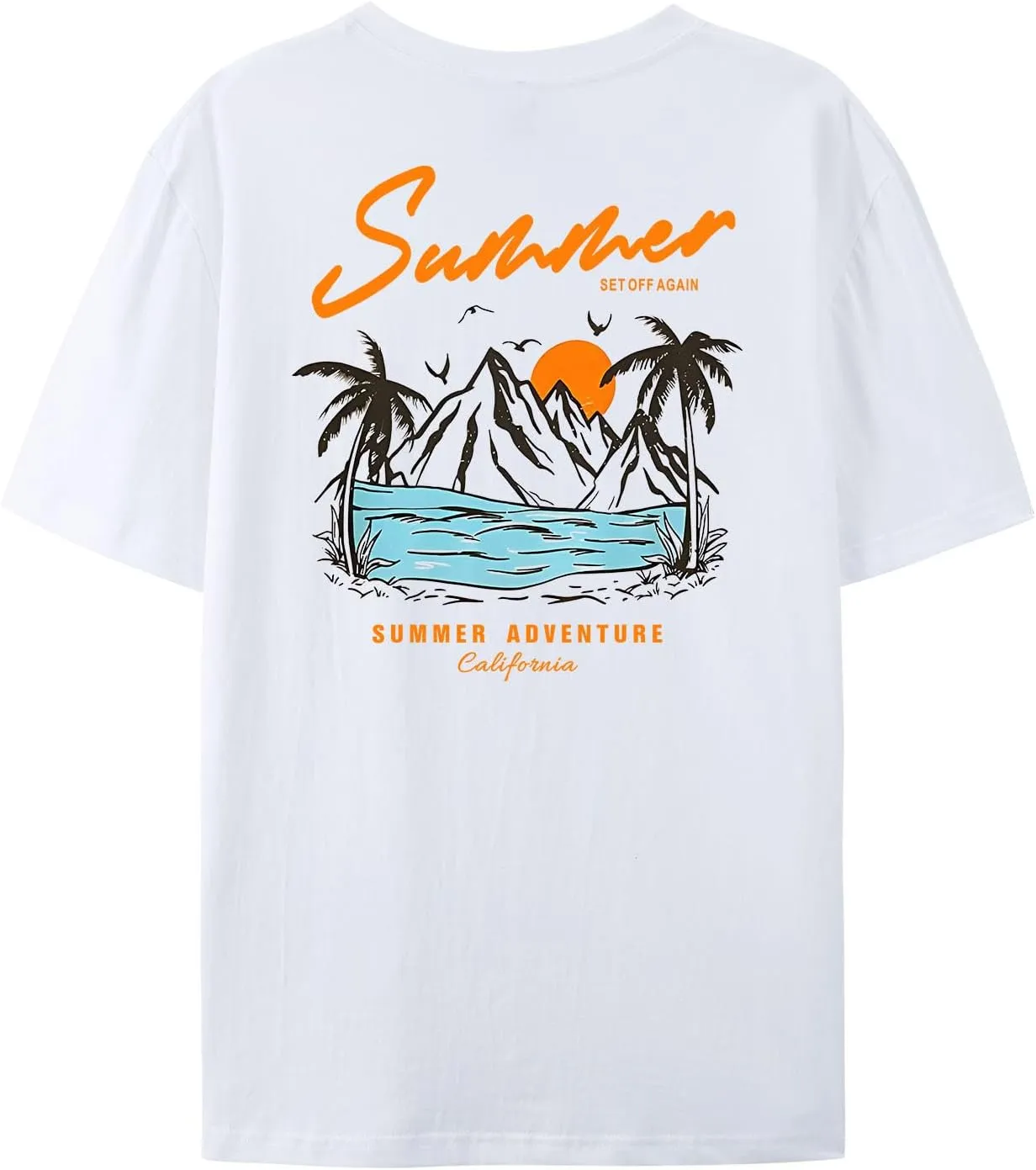 Tuislay Mens Graphic t-Shirts Casual Oversized Letter Print Beach Shirts Baggy Cotton Short Sleeve Tshirt Summer tee Top