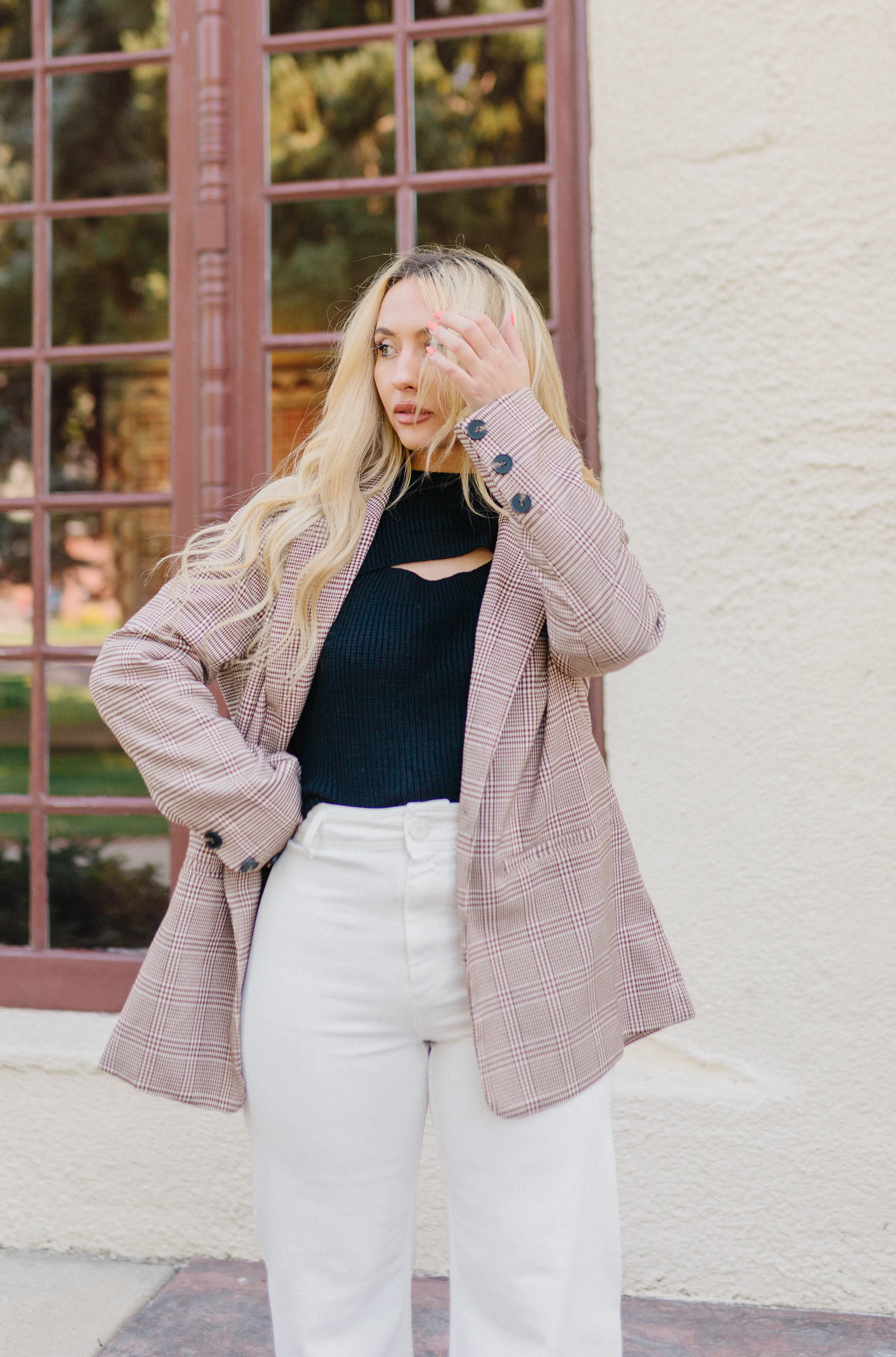 Upper East Side Brown Plaid Blazer