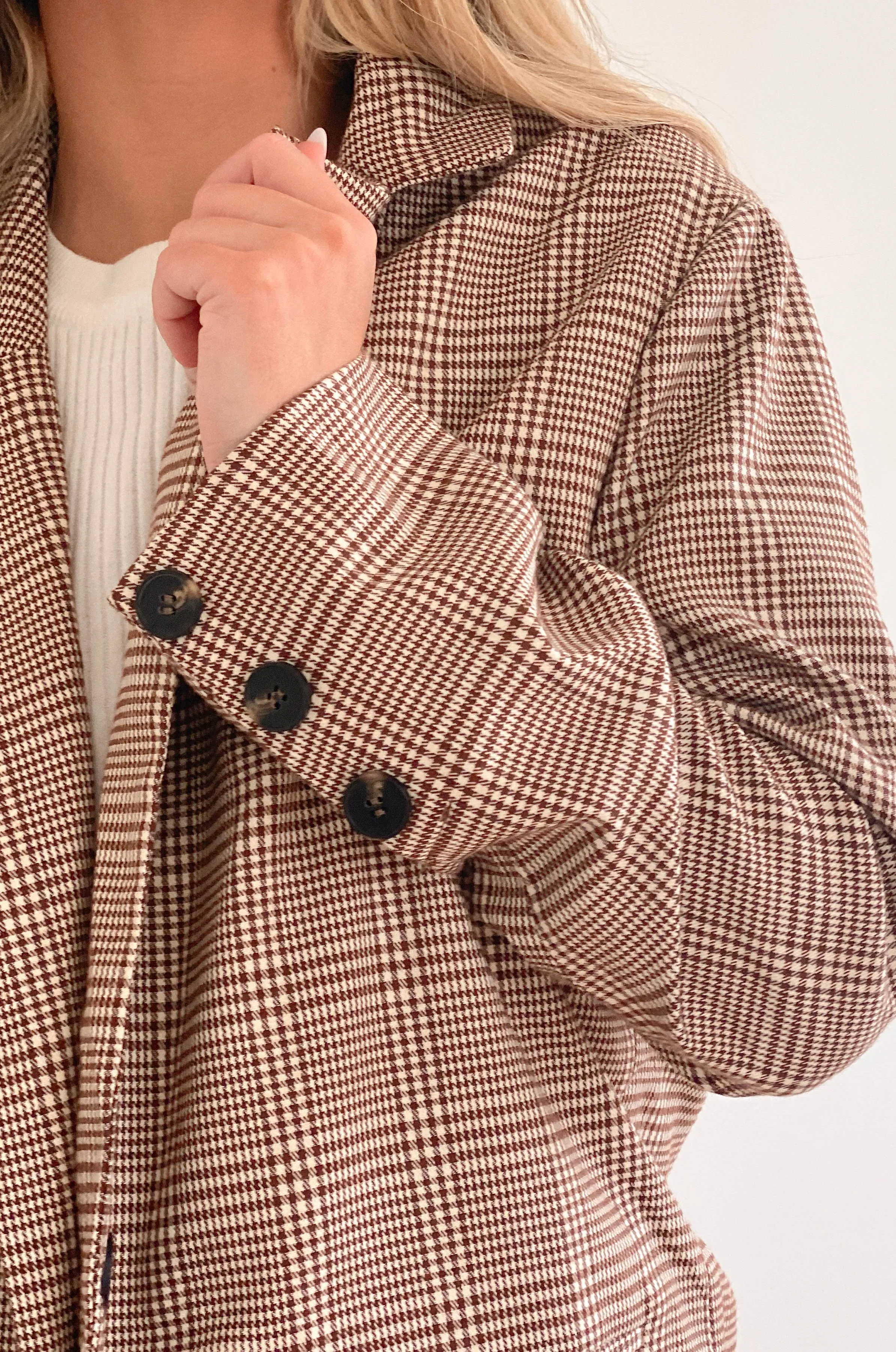 Upper East Side Brown Plaid Blazer