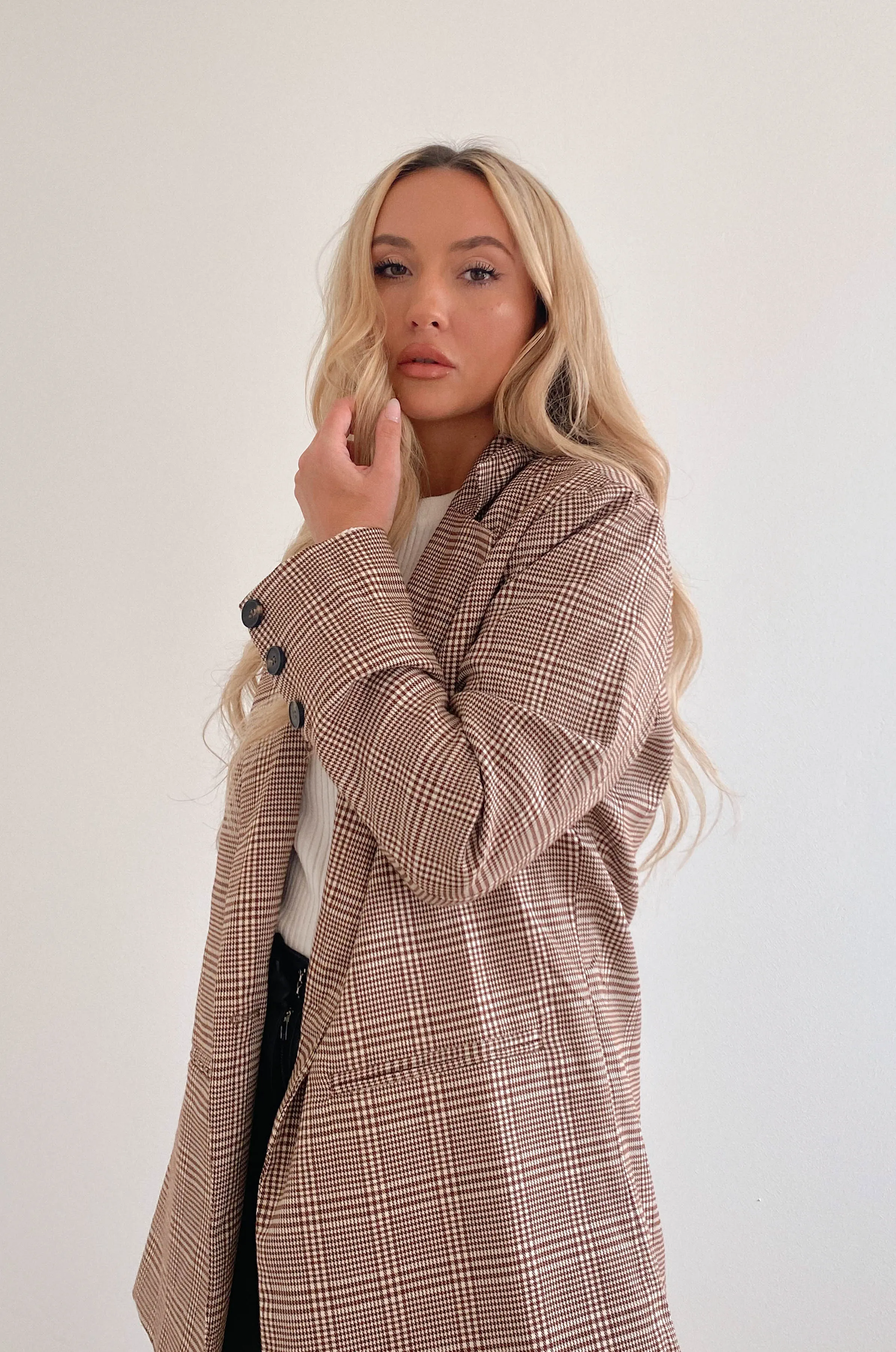 Upper East Side Brown Plaid Blazer