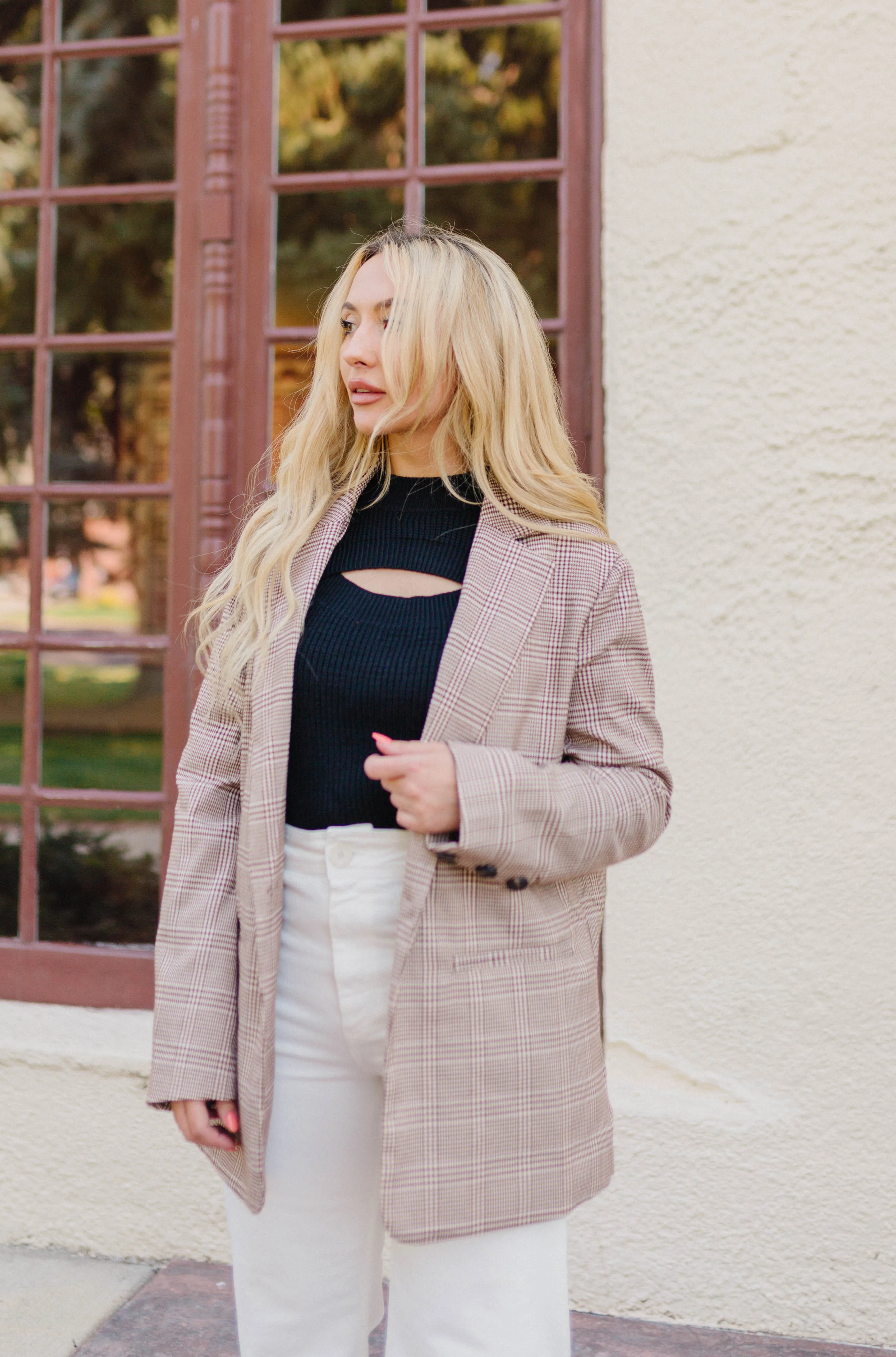 Upper East Side Brown Plaid Blazer