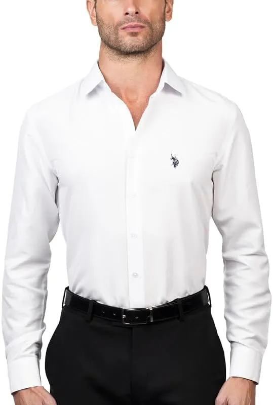 U.S. Polo Assn. Slim Fit Long Sleeve Button Down Dress Shirts for Men Wrinkle Free Long Sleeve Shirt Mens Formal Stretch
