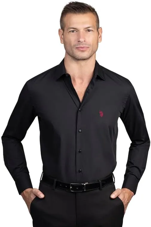 U.S. Polo Assn. Slim Fit Long Sleeve Button Down Dress Shirts for Men Wrinkle Free Long Sleeve Shirt Mens Formal Stretch