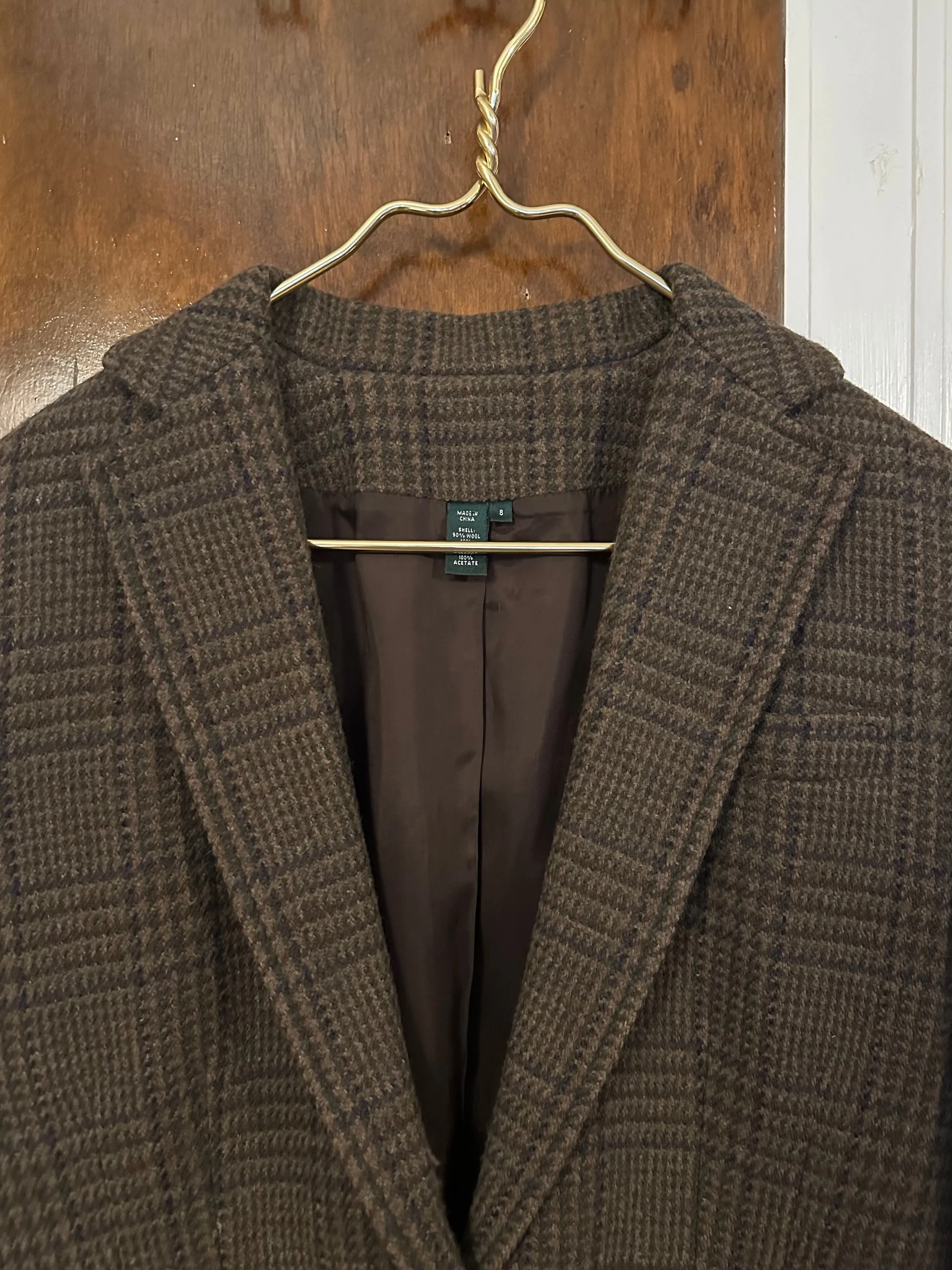 Vintage Wool Ralph Lauren Brown Plaid Blazer (8)
