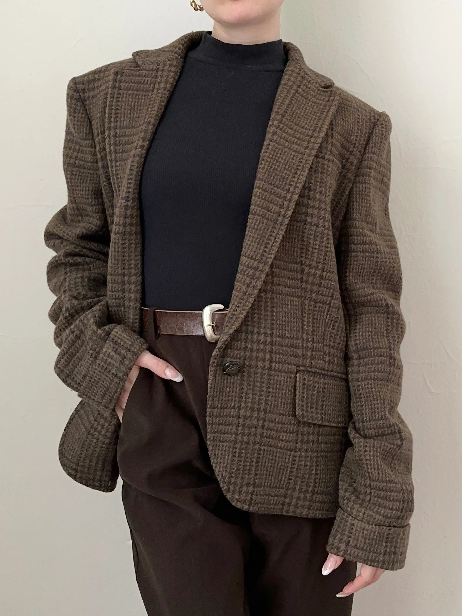 Vintage Wool Ralph Lauren Brown Plaid Blazer (8)