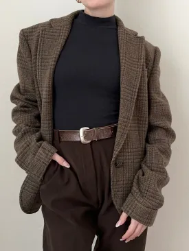 Vintage Wool Ralph Lauren Brown Plaid Blazer (8)