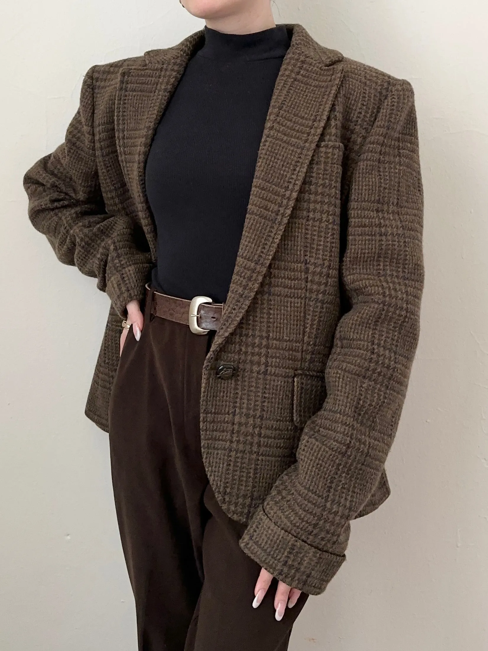 Vintage Wool Ralph Lauren Brown Plaid Blazer (8)