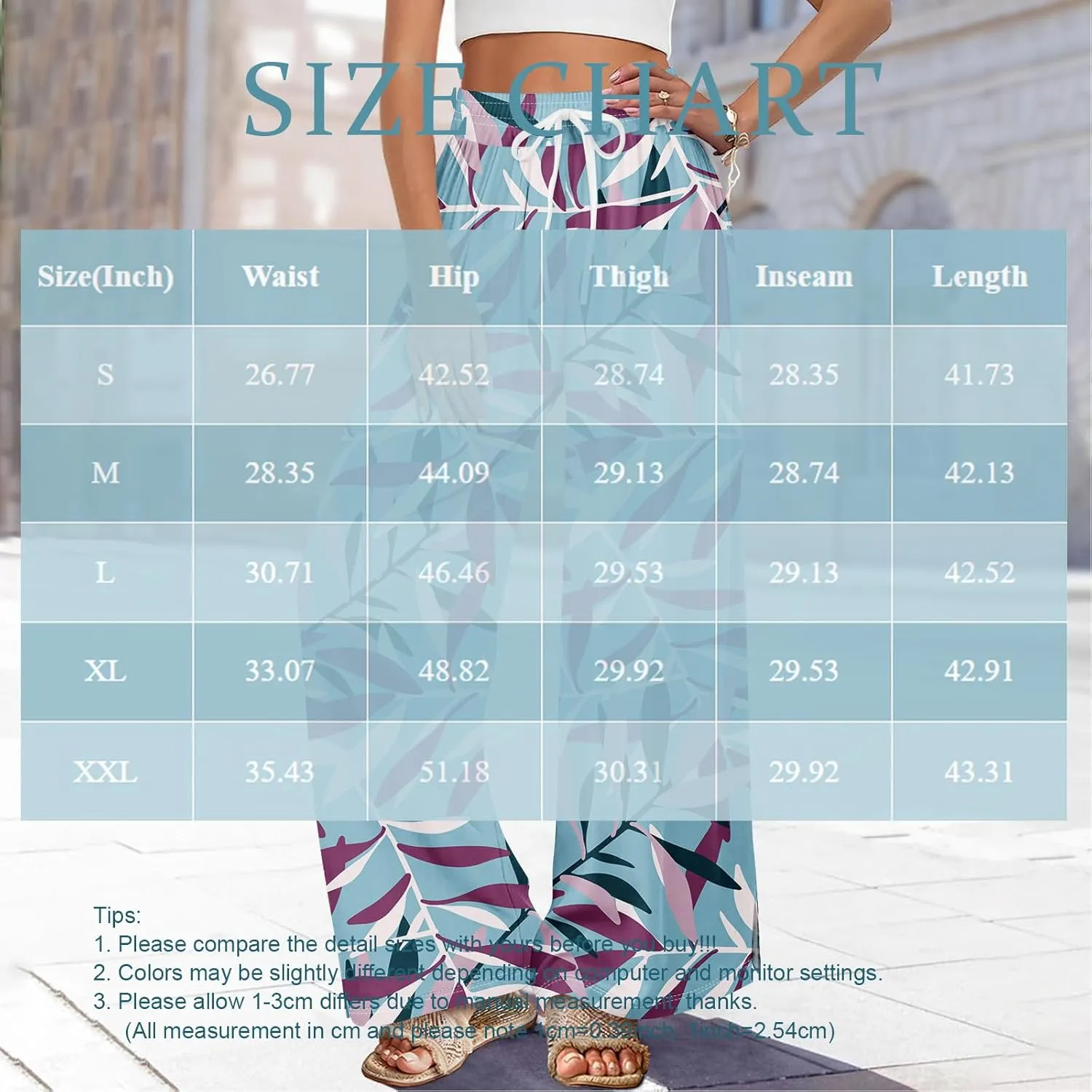 Wide Leg Pants Woman Flowy Summer Casual Travel Pants Boho Palazzo Pants High Waist Floral Printing Trousers