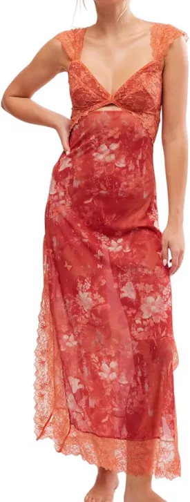 Women Sexy Lace Patchwork Mesh Dress Floral Print Cutout Sweetheart Neck Backless Slit Summer Maxi Dress