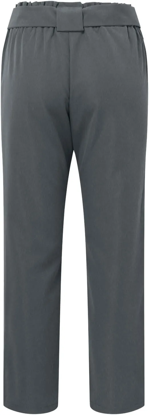 Women's Casual High Waist Pencil Pants Bow-Knot Cropped Paper Bag Trouser Elastic Waist Slim Suit Pants with Pockets