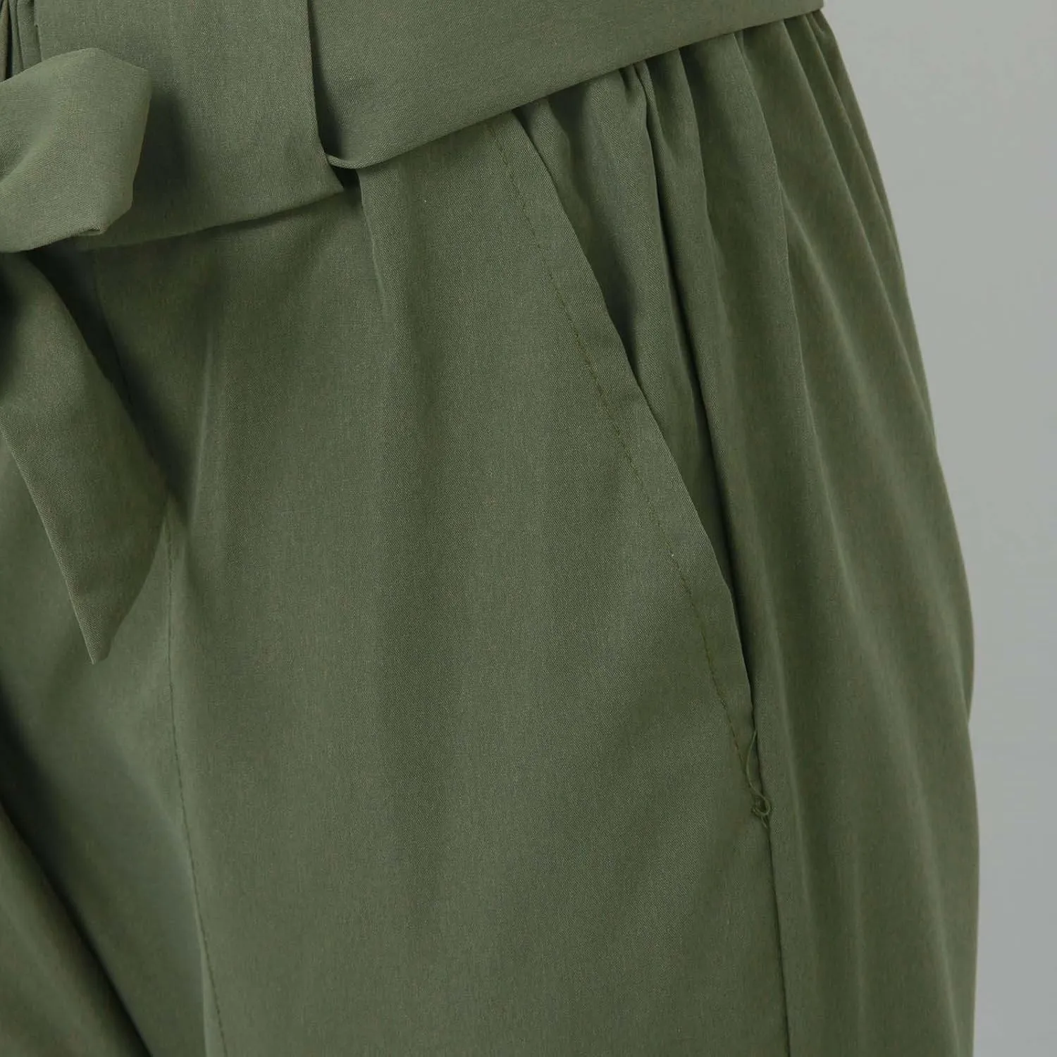 Women's Casual High Waist Pencil Pants Bow-Knot Cropped Paper Bag Trouser Elastic Waist Slim Suit Pants with Pockets