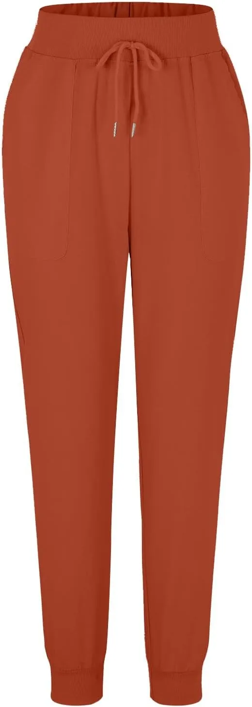 Womens Linen Jogger Pants Summer Casual Tapered Leg Pant Lightweight Elastic Waist Joggers Comfy Lounge Trousers