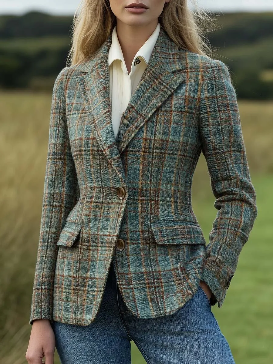 Women's Retro Plaid Blazer