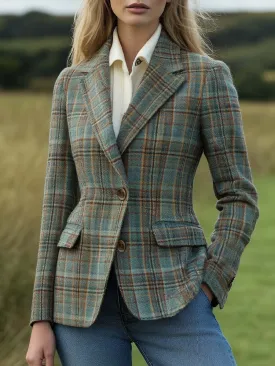 Women's Retro Plaid Blazer