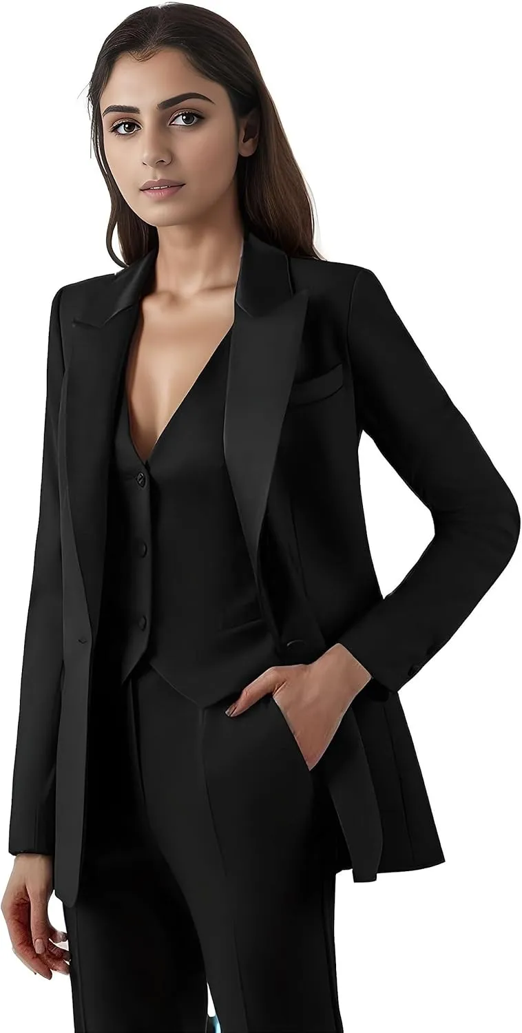 Women's Suiting Pantsuit Business Casual Outfits Women Work Office Pant Suits for Women 3 Piece Set