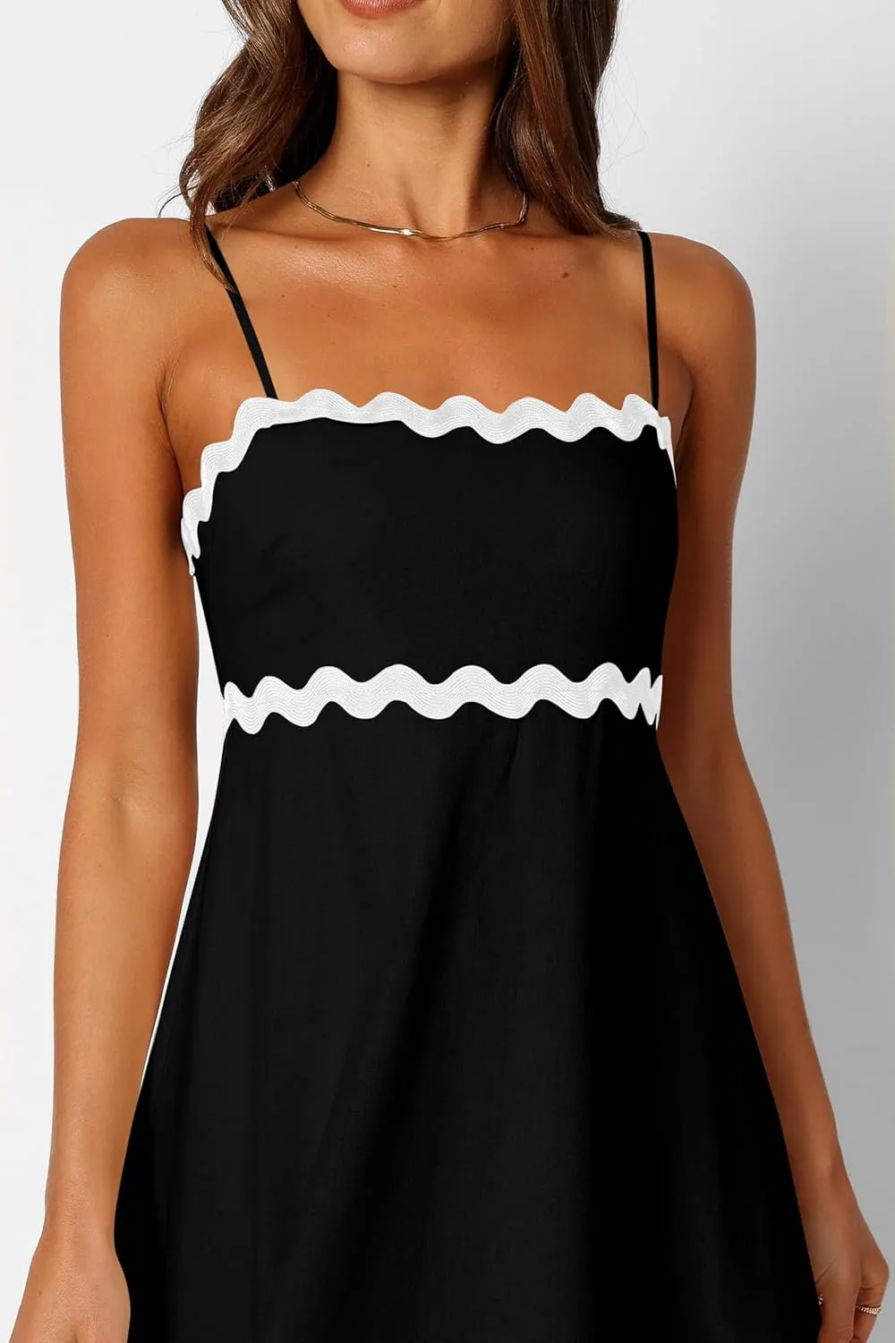 XIONGMEI Women Summer Dresses Spaghetti Straps Sleeveless Square Neck Smocked Rickrack Trim Boho Maxi Beach Dress 2025