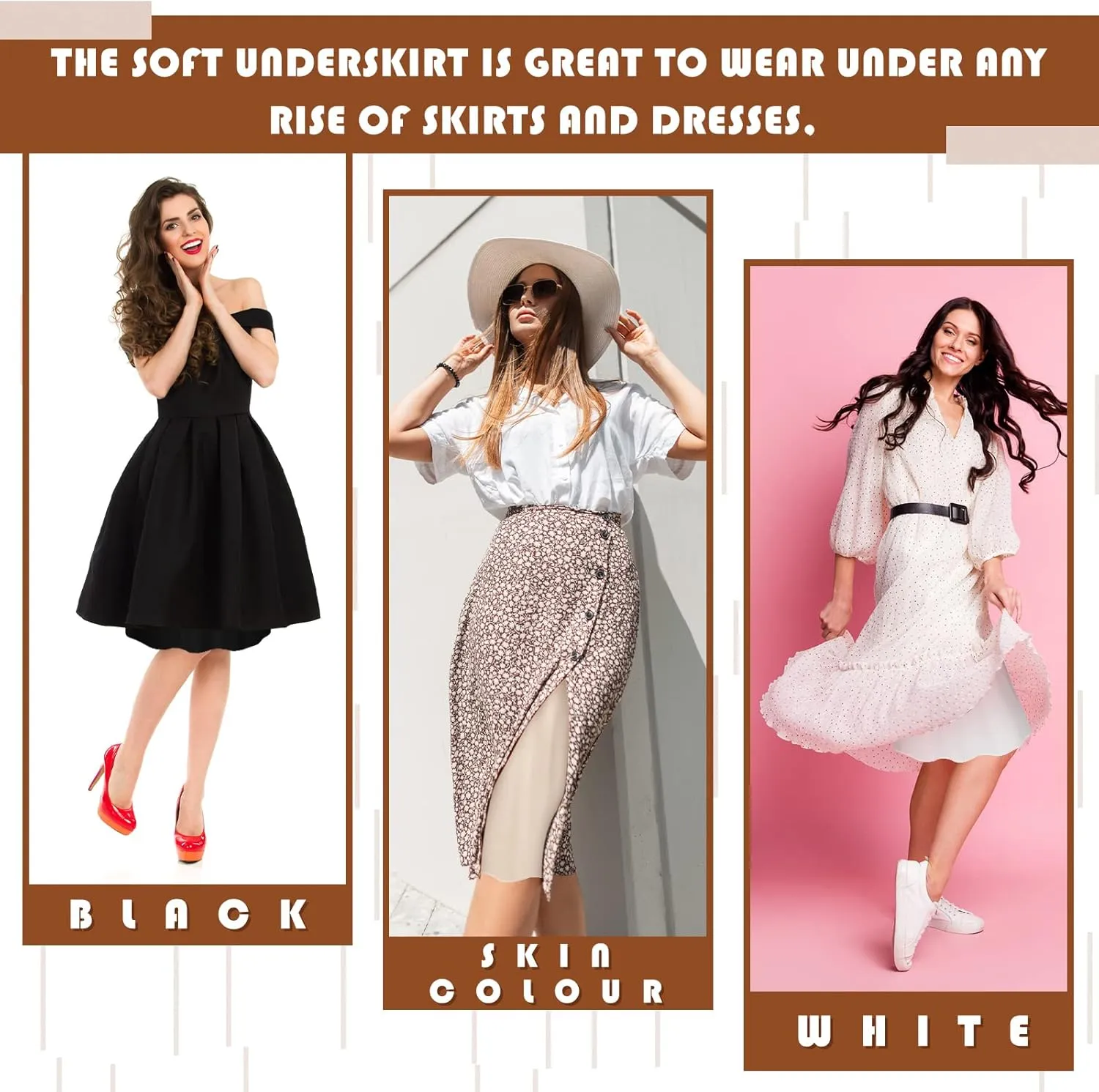 Zhanmai 3 Pieces Half Slips for Under Dresses Skirt Extenders Skirt Womens Half Slip Satin Anti Static Lace Long Underskirt